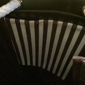 Henri Bendel Signature Stripe and Moss Green Leather Bucket Backpack henri bendel | Bags | Henri Bendel Signature Stripe And Moss  main image 4